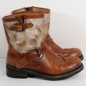 Ash Brown Tan Leather Women's Zip Boots